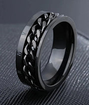 Inel Valuxy Negru cu Lant si cifre Romane