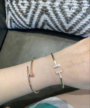 Bratara T Stones White