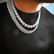 Set 2 Coliere Cuban și Diamond Argintiu