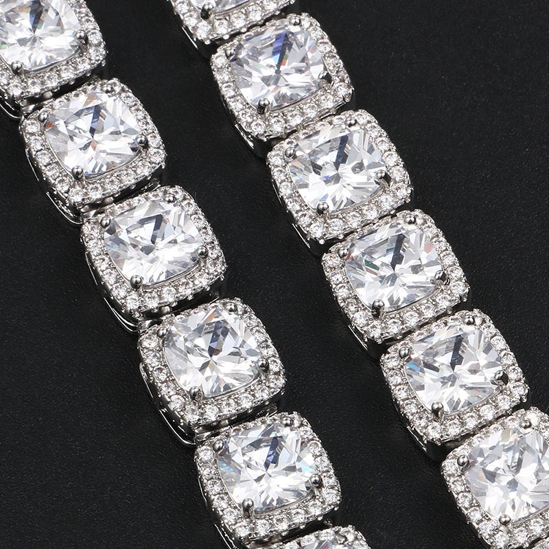 Colier Diamond Cuban 9mm lățime (Argintiu/Auriu)
