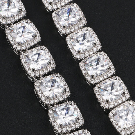 Colier Diamond Cuban 9mm lățime (Argintiu/Auriu)