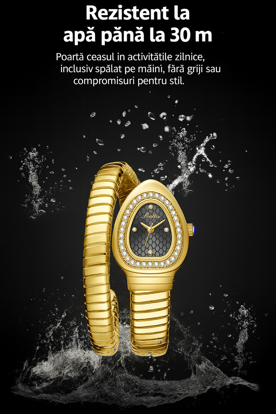 Ceas Bijou Serp – Gold Black Edition | Valuxy