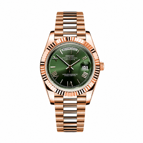 CEAS SEIKO DAYDATE - ROSE GREEN