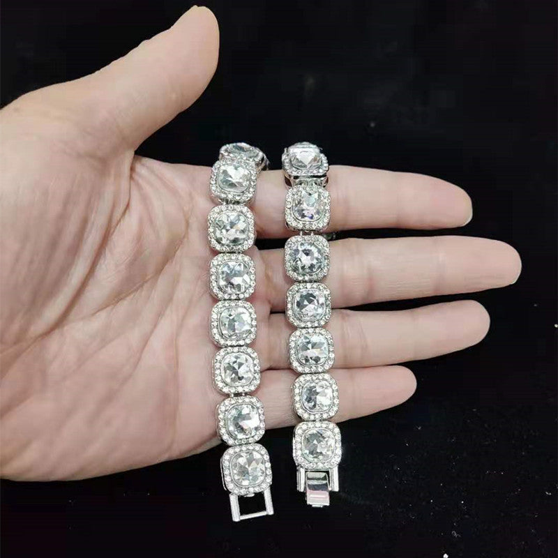 Bratara  Diamond Cuban 9mm lățime (Argintiu/Auriu)
