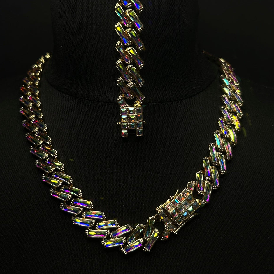 Set Colier + Bratara Valuxy Rich Cristal Auriu