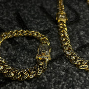 Set Colier + Bratara Valuxy Cuban cu pietre negre