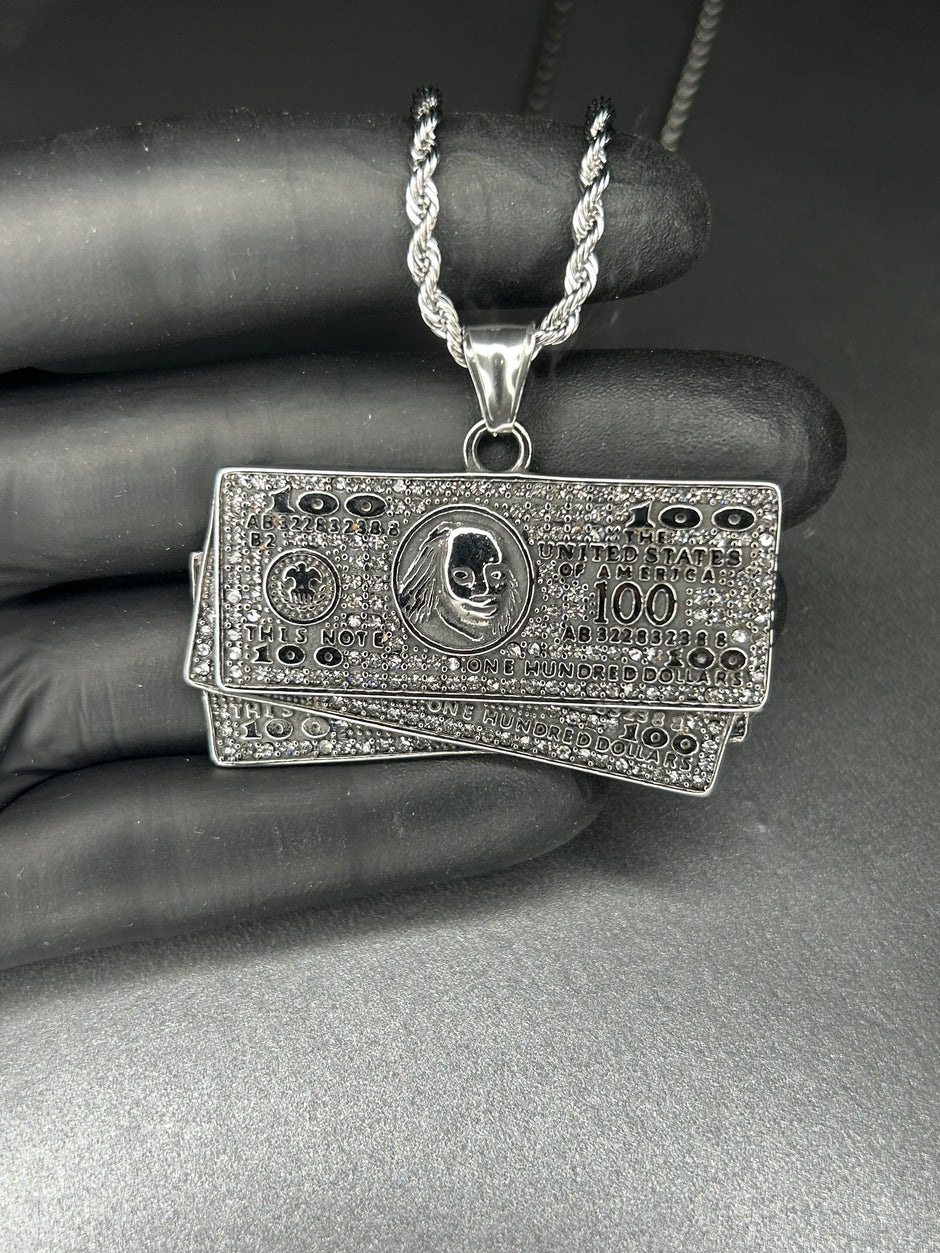Colier dollar, din otel inoxidabil 50cm (Auriu/Argintiu)