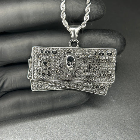 Colier dollar, din otel inoxidabil 50cm (Auriu/Argintiu)