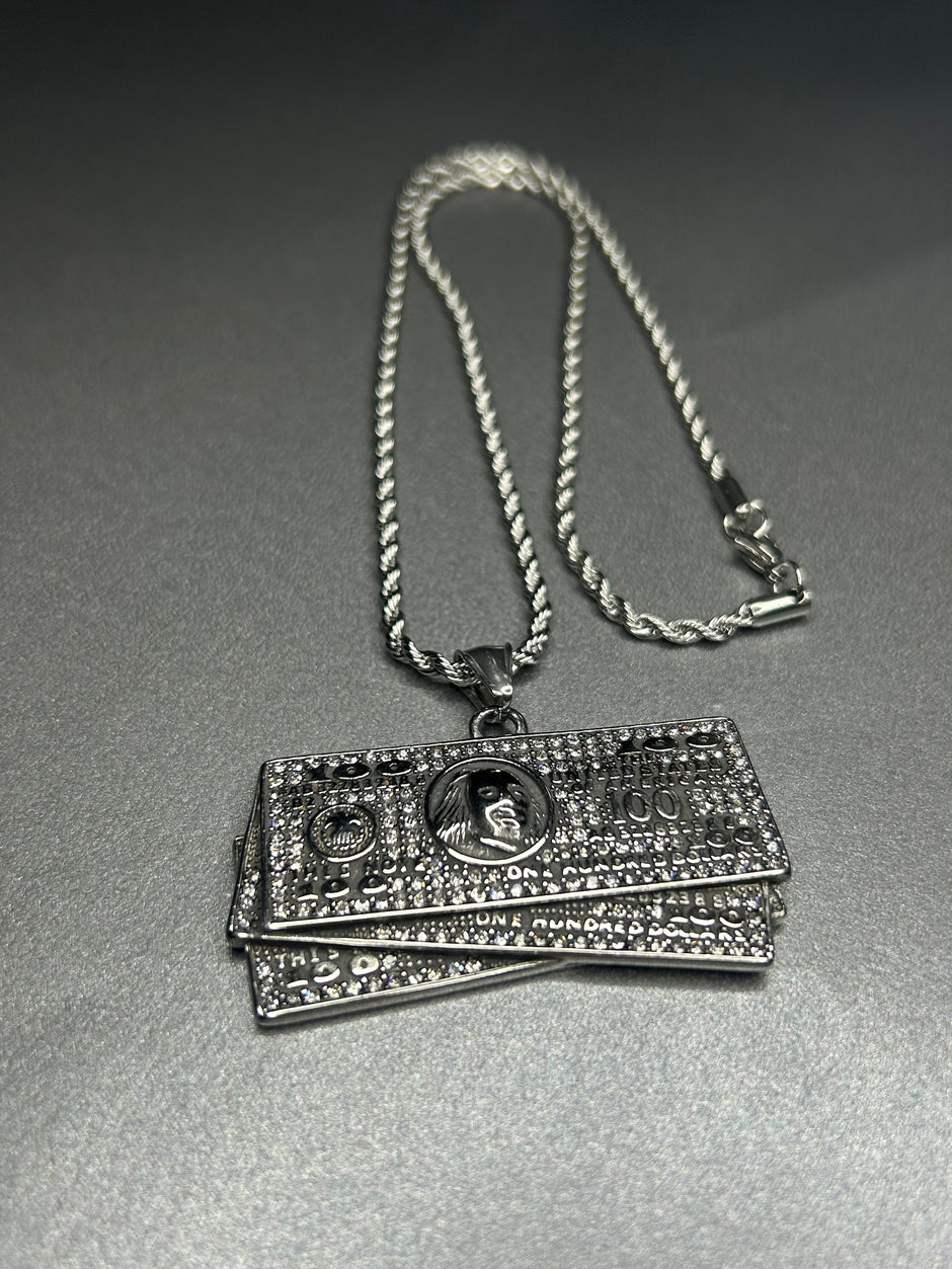 Colier dollar, din otel inoxidabil 50cm (Auriu/Argintiu)