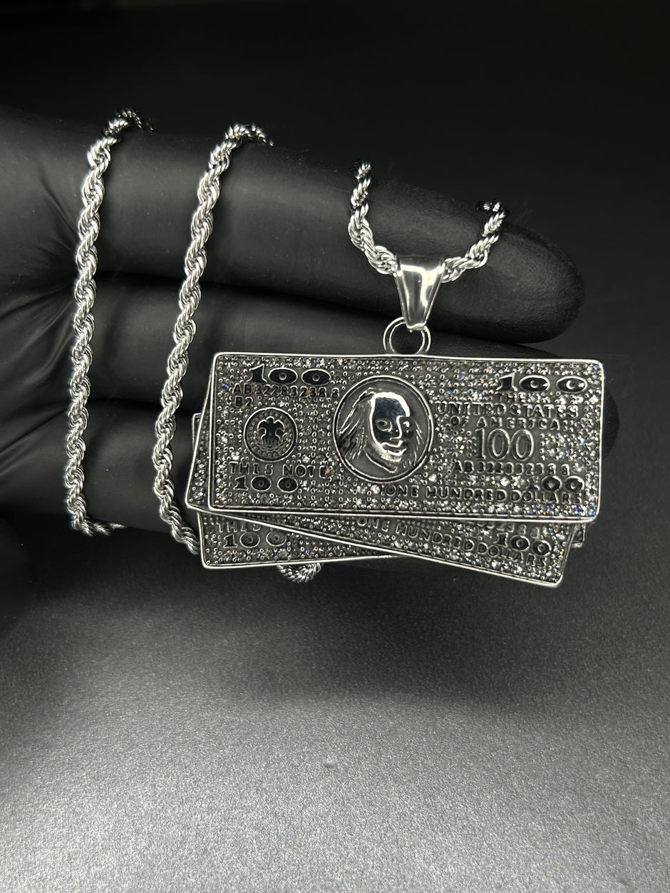 Colier dollar, din otel inoxidabil 50cm (Auriu/Argintiu)