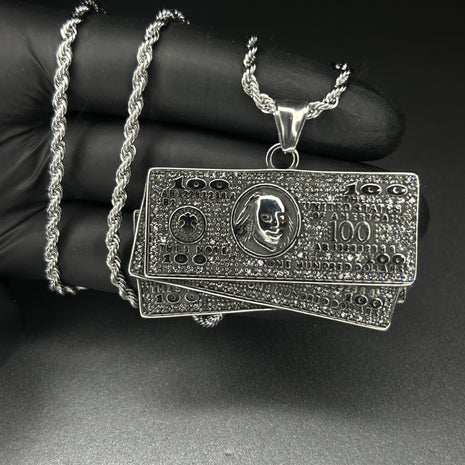 Colier dollar, din otel inoxidabil 50cm (Auriu/Argintiu)