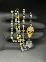 Colier Craniu Auriu, din otel inoxidabil 65cm