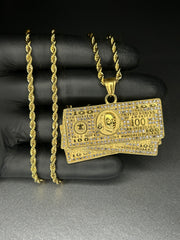 Colier dollar, din otel inoxidabil 50cm (Auriu/Argintiu)