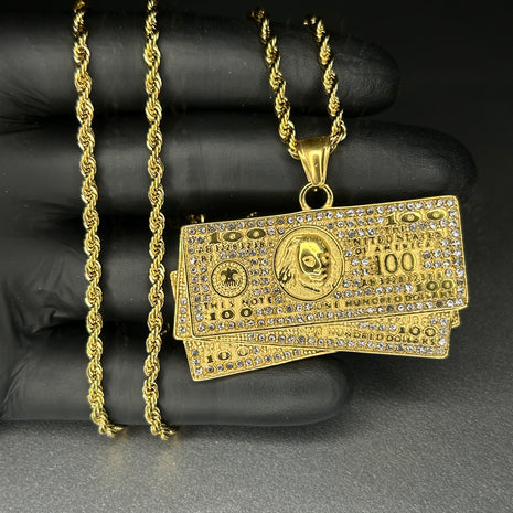 Colier dollar, din otel inoxidabil 50cm (Auriu/Argintiu)