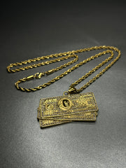 Colier dollar, din otel inoxidabil 50cm (Auriu/Argintiu)