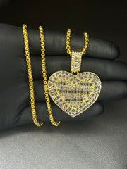 Colier Inima, din otel inoxidabil (Auriu/Argintiu)