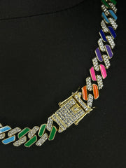 Colier Cuban Culori, din otel inoxidabil