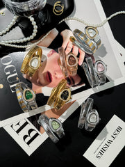 Ceas Bijou Serp – Gold White Edition | Valuxy