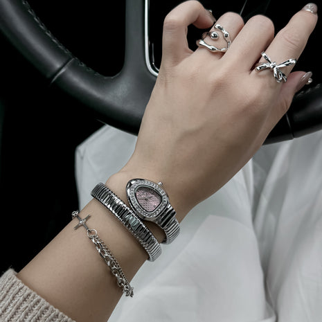 Ceas Bijou Serp – Silver Pink Edition | Valuxy