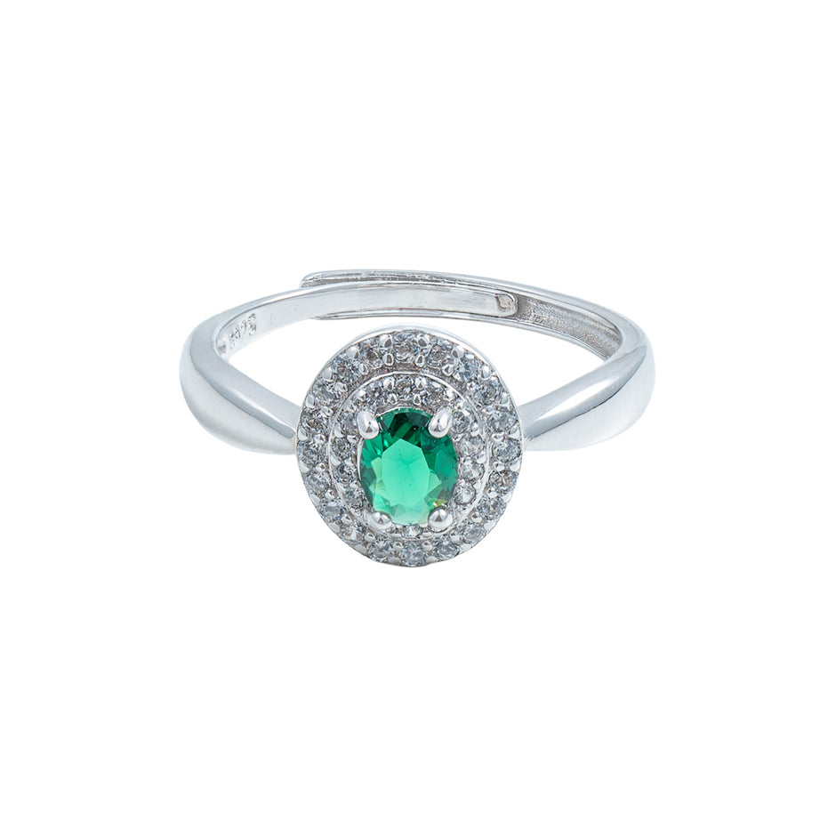 Inel Oval Halo Verde