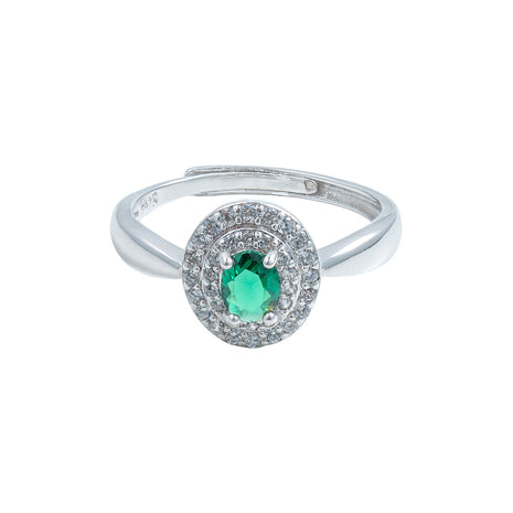 Inel Oval Halo Verde