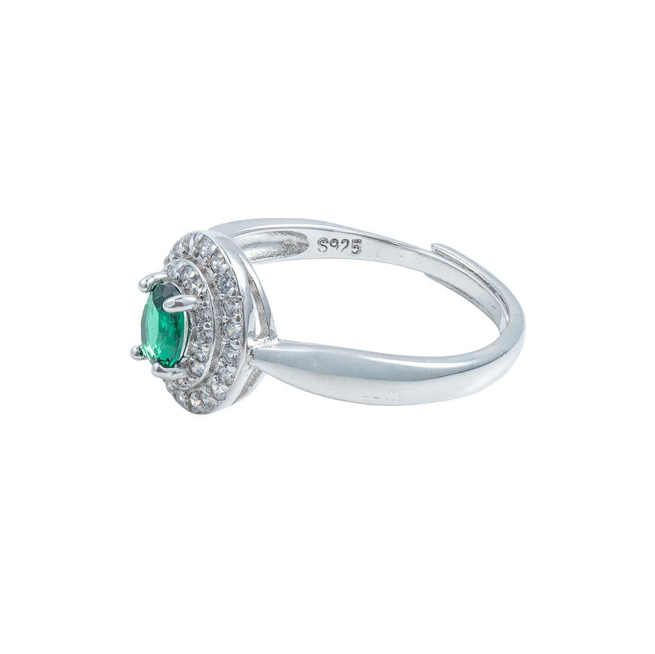 Inel Oval Halo Verde