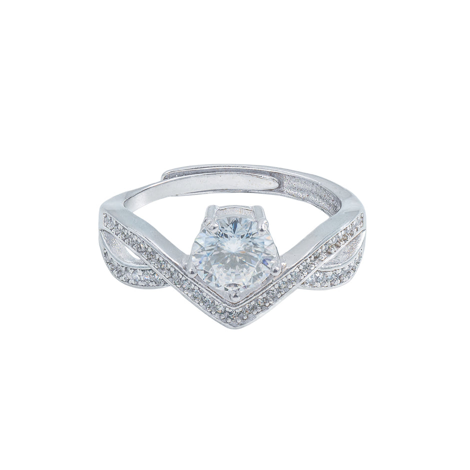 Inel Chevron Solitaire