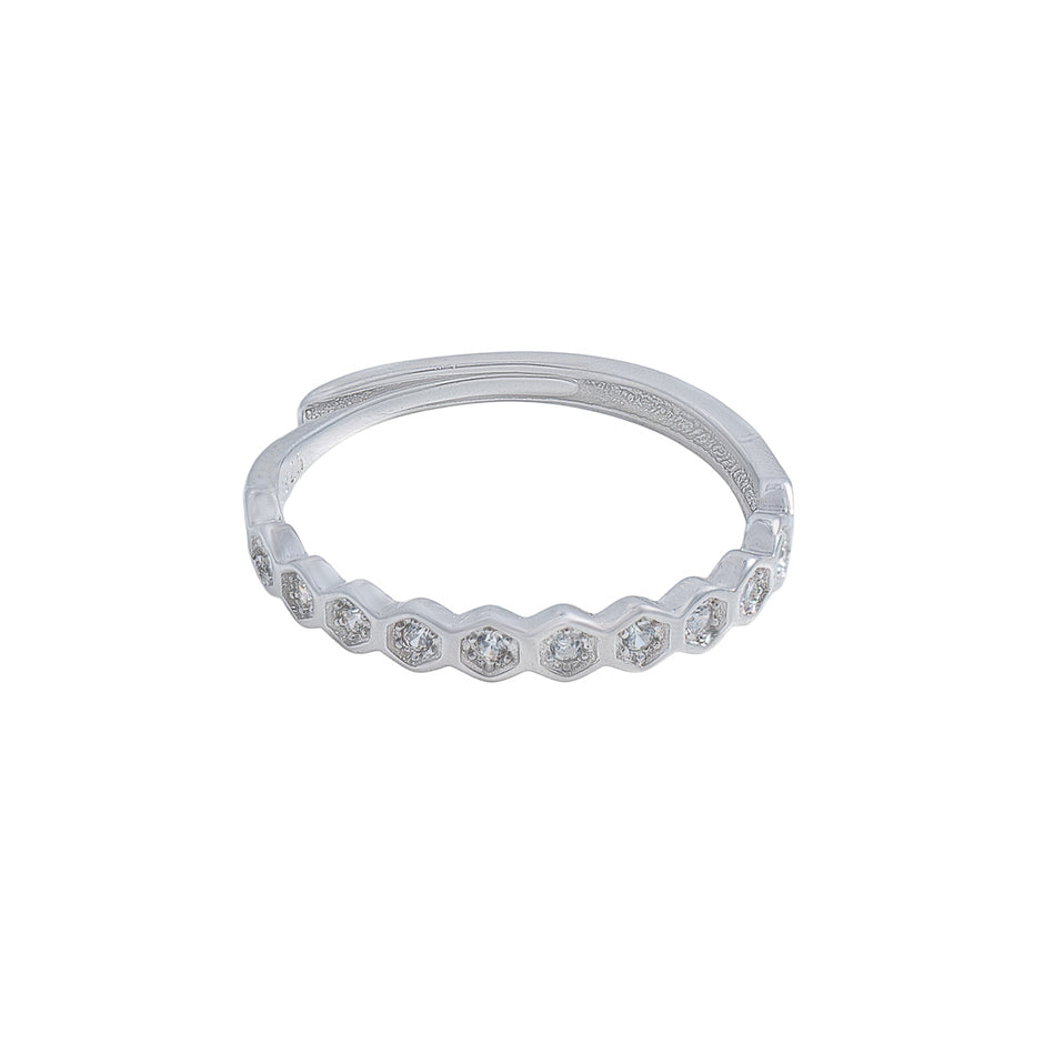 Inel Hexagon Stone Band