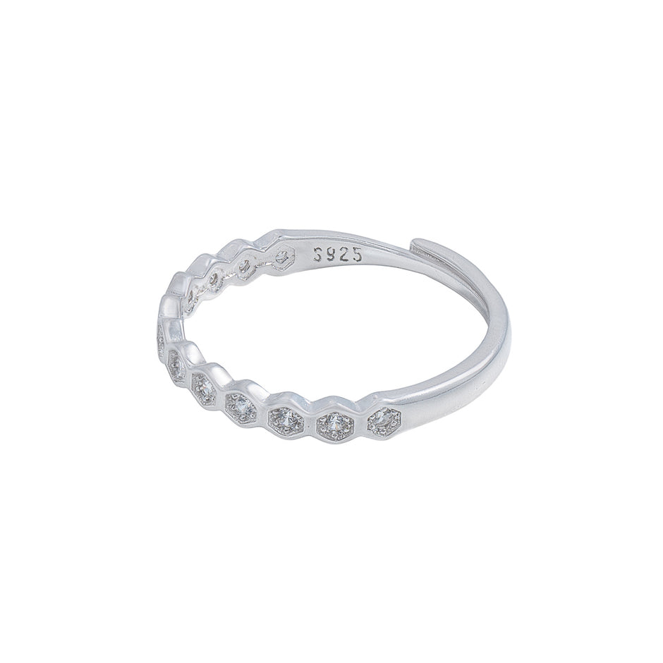 Inel Hexagon Stone Band