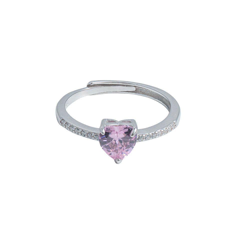 Inel Heart Solitaire Pink