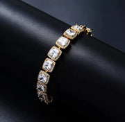 Bratara  Diamond Cuban 9mm lățime (Argintiu/Auriu)