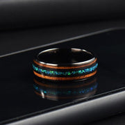 Inel Valuxy Negru cu Lemn si Opal Albastru