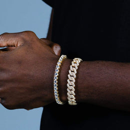 Set 2 Bratari Cuban și Tennis, Auriu