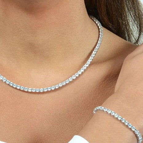 Set Colier și Bratara Tennis, Silver cu Cristal