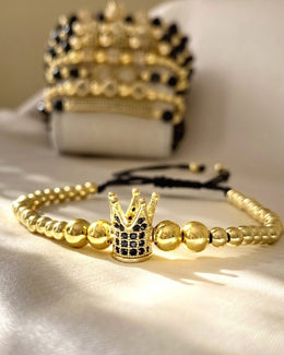 Bratara model Coroana, reglabila auriu, Lux unisex.