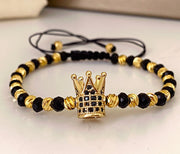 Bratara reglabila, Snur negru, model Coroana