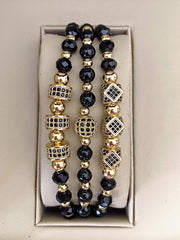 Set 3 bratari unisex cu margele perlate.