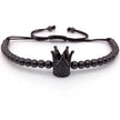 Bratara model coroana, Reglabila negru, Lux unisex.