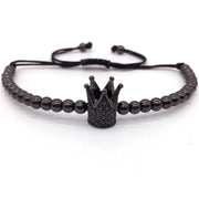 Bratara model coroana, Reglabila negru, Lux unisex.